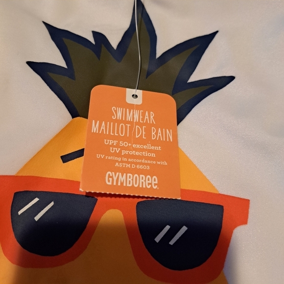 Gymboree boys size 6-12 months pineapple swim rash guard shirt, New - Picture 2 of 4